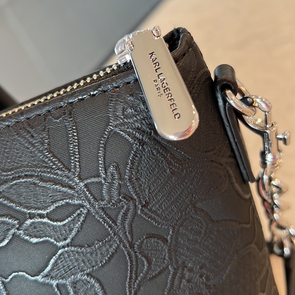 Karl Lagerfeld Paris Kris Satchel - Iconic Big Bow and Floral Charm - Chic Black - Picture 7 of 8